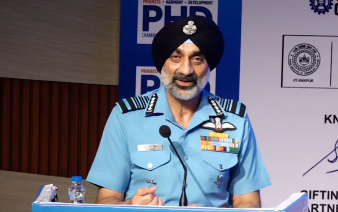 IAF Chief Air Chief Marshal Singh speaking at conference