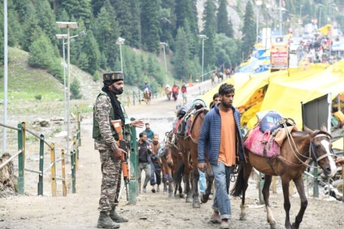 Pilgrims leaving Jammu for Amarnath Yatra